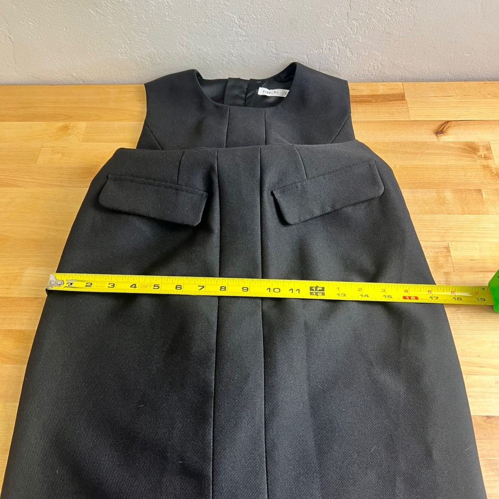 Finders Keepers Black Sleeveless Midi Sheath Dress Size XS Seams Slit Office - Picture 12 of 13